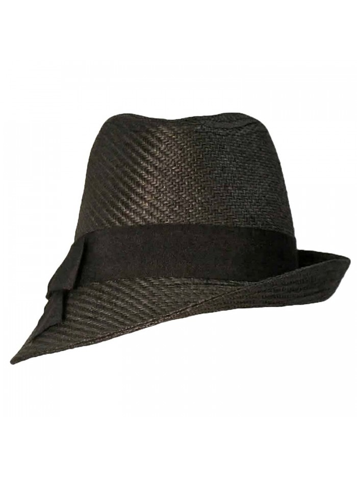 Black Fedora Hat With Slanted Brim - CW118CIK49B