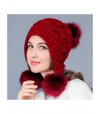 YI HENG MEI Womens Burgundy in Women's Skullies & Beanies