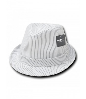 Classic Poly Woven Pinstripe Fedora Hat with Hat Bands - White/White - CP12NSB9BAX