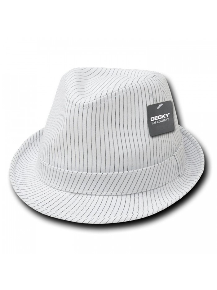 Classic Poly Woven Pinstripe Fedora Hat with Hat Bands - White/White - CP12NSB9BAX