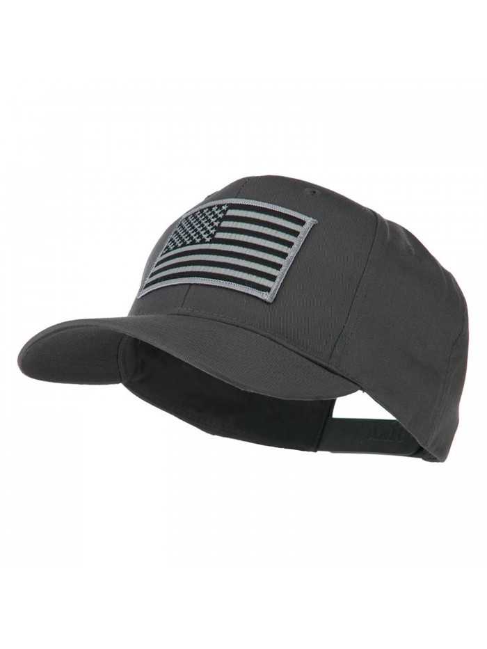 Grey American Flag Patched High Profile Cap - Charcoal Grey - C111ND5GHF3