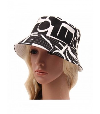 DZT1968(TM)Women Sun Bucket Hat Bohemian Style Printing Stripe Lattice Cap (A) - CV11AS6MDLL