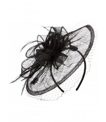 San Diego Hat Company Women's Fasninator Hat with Curled Bow and Feathers - Black - CA126VCLAT1