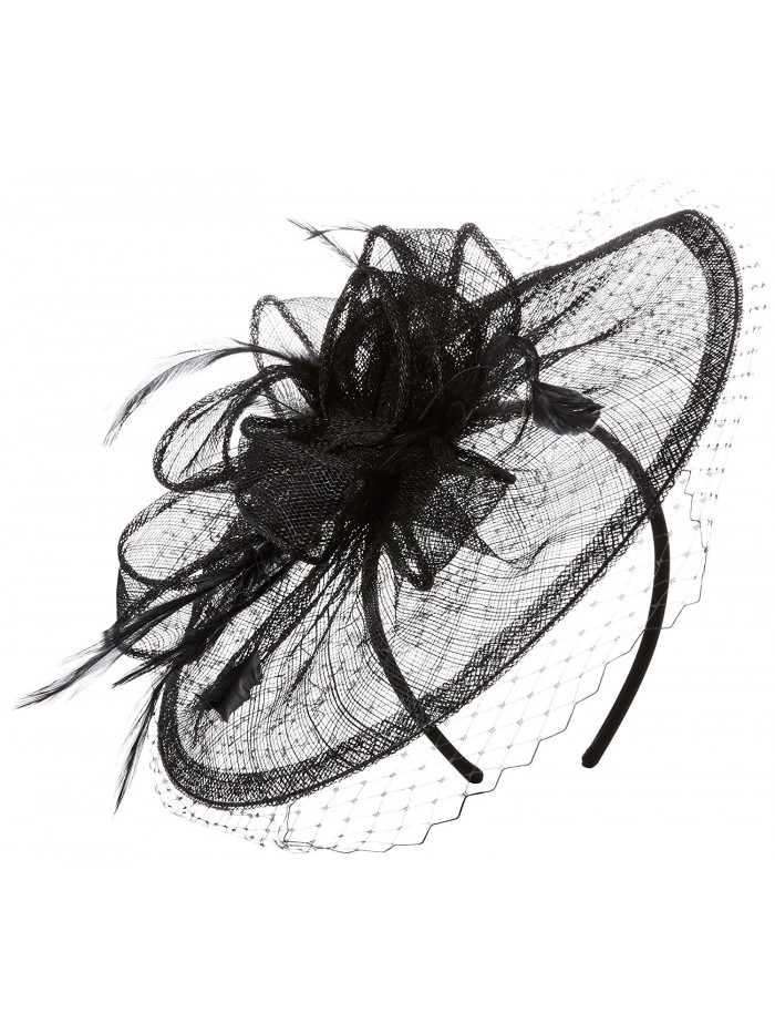 San Diego Hat Company Women's Fasninator Hat with Curled Bow and Feathers - Black - CA126VCLAT1