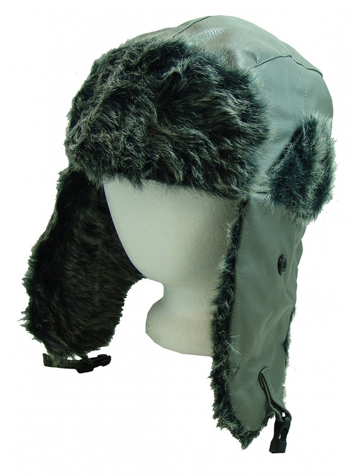 Furocity Hats Faux-Leather and Polyester Fur Trapper Hat - Gray - CK110ZCSY49