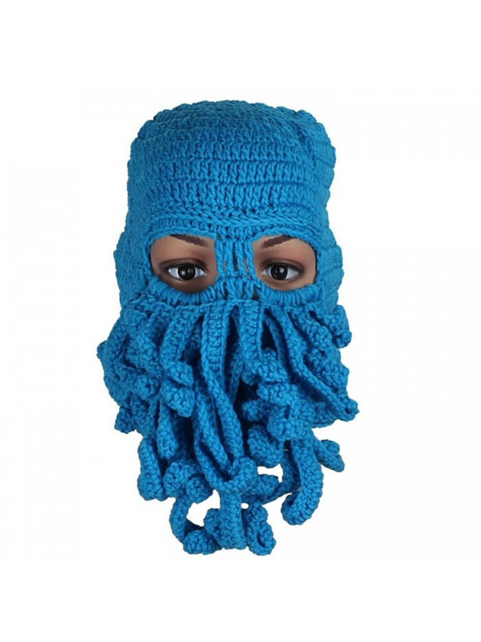 Tuscom Fashion Unisex Winter Warm Knitted Wool Ski Face Mask Hat Squid Cap - Light Blue - CZ12N0EL6CJ