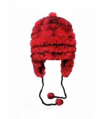 Onmygogo Rabbit Hair Knitted Winter Bomber Hat for Women- Plush Warm Elastic Headwear with Thick Lining - Red - CA186WR4O8E