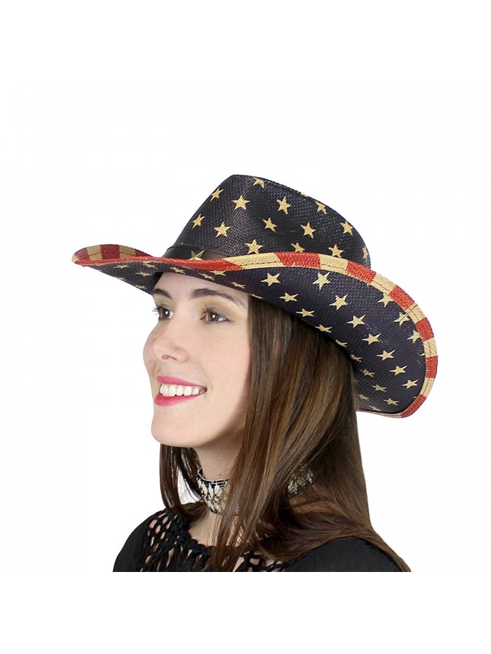 Old Glory Western Straw Hat USA American Flag - Star - CI17X655RWI