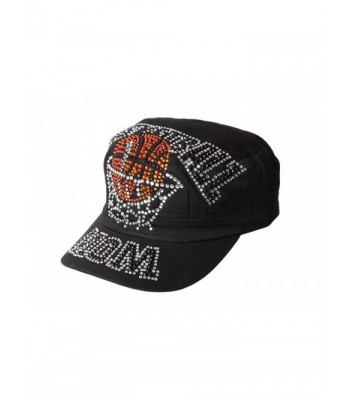 Womens Basketball Mom Black Cadet Cap with Rhinestone Design - C511LK53GCF