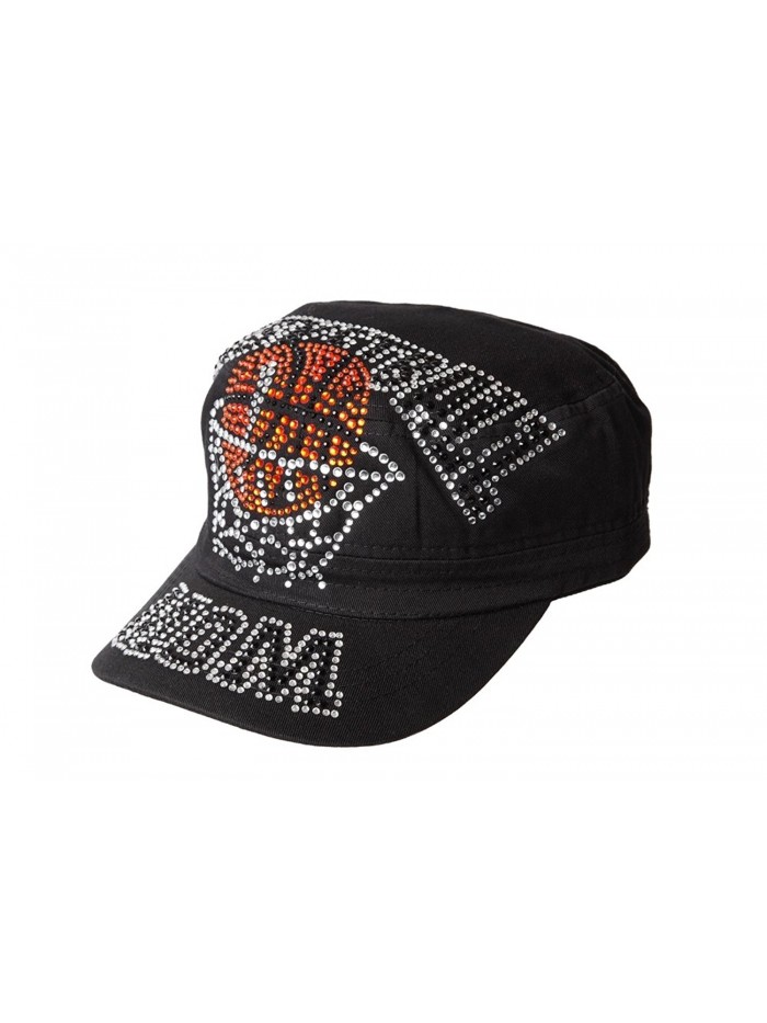 Womens Basketball Mom Black Cadet Cap with Rhinestone Design - C511LK53GCF