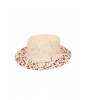 Lace Band Floral Brim Porkpie Straw Hat - C311KYEV5KD