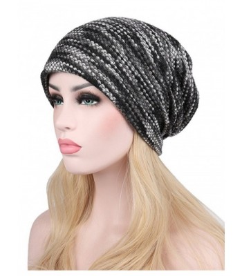 I wish Womens Soft Mercerized Cotton Knit Beanie Sleep Turban Hat Headwear For Cancer 3 Pack - Grey 01 - CX186TZ8OUD