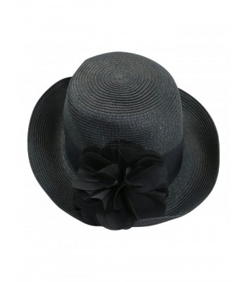 Nine West Women's Black and White Cloche with Flower Pin Hat - Black - CJ180YSLMYE