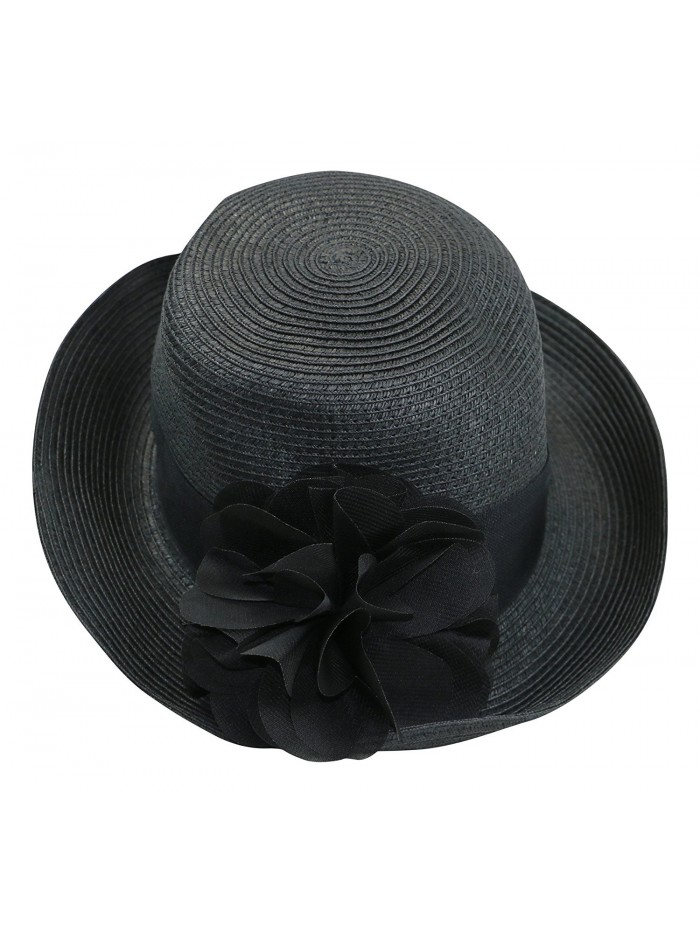 Nine West Women's Black and White Cloche with Flower Pin Hat - Black - CJ180YSLMYE