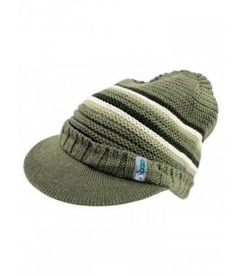Enimay Men's Women's Visor Beanie Cap Warm Winter Hat Knitted Bill Soft Fuzzy - Olive - CO12CH162HB