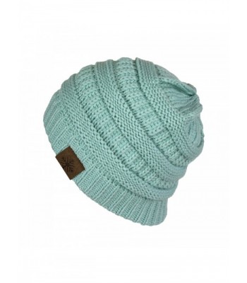 Elliott and oliver Co. Classic Chic Stretchy Cable Knit Beanie Winter Hat- Slouch Acrylic Snow and Ski Cap - Mint - C6186C8229O