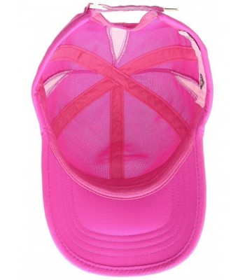 Women's Mesh Panel Runner's Baseball Cap- Adjustable - Pink - C217AA2A7IQ