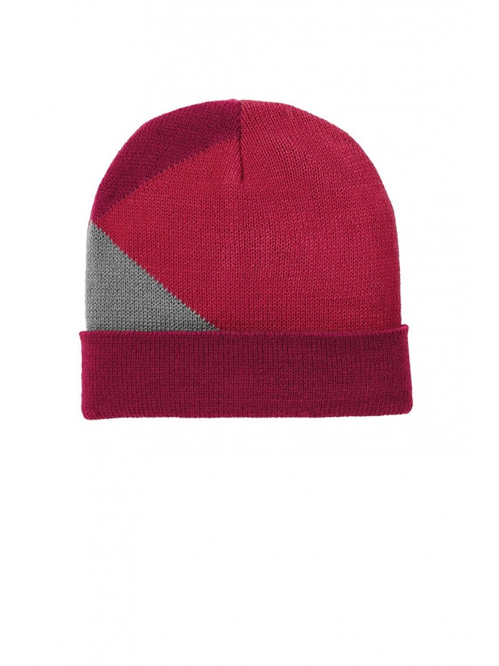 Sportoli Men Women Adult Acrylic Watch Colorblock Winter Sports Beanie Hat Cap - Berry/Fuchsia/Silver - C712N5Q35DH