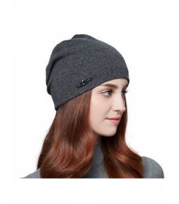 ENJOYFUR Womens Slouchy Beanie Hat Super Fine Lady's Winter Warm Wool Hat - Dark Grey - C5185XANNAQ