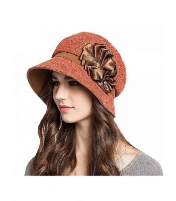 Maitose Women's Decorative Flowers Wool Beret - Orange - CJ1293F2QSN