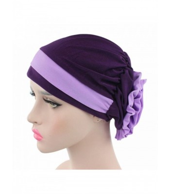 potato001 Islamic Muslim Stretch Turban Hat Cancer Chemo Cap Hair Loss Headwrap Head Scarf - Purple - CF1879HXQNO