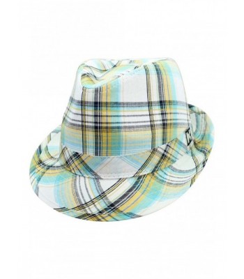 Luxury Divas Green Summer Breeze Plaid Fedora Hat - C617YLT8N6X