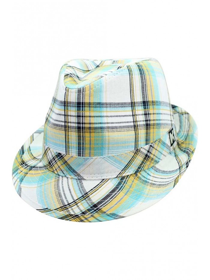 Luxury Divas Green Summer Breeze Plaid Fedora Hat - C617YLT8N6X