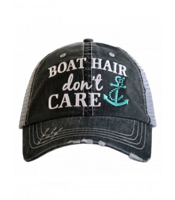 Katydid Boat Hair Don't Care Women's Trucker Hat - Mint Anchor - CN17YZ48W35