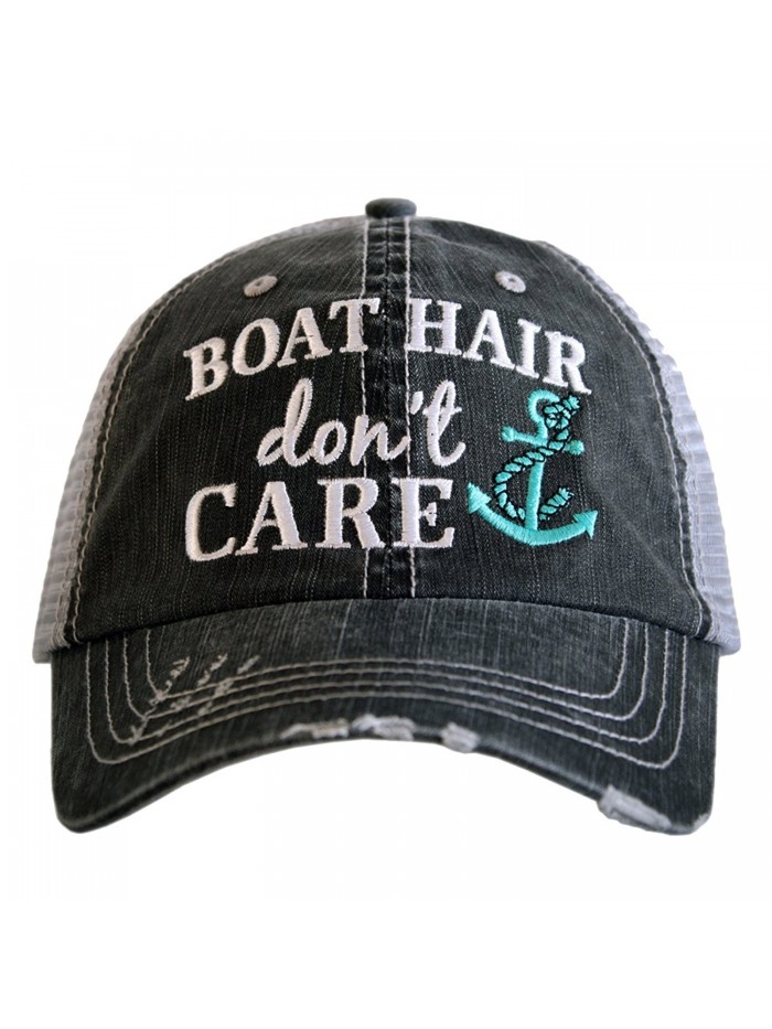 Katydid Boat Hair Don't Care Women's Trucker Hat - Mint Anchor - CN17YZ48W35