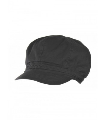 Folie Co. Spring & Summer Cotton Cabbie Hat w/Braided Band - Lightweight newsboy IVY Cap - Black - CE17XQ623DE