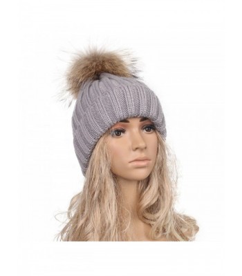 DEESEE Beanie Hat Women Winter Crochet Hat Wool Knit Hemming Warm Cap - Gray - CI12NB2L994