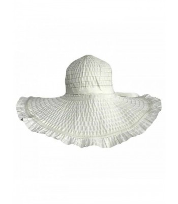 Wide Brim White Floppy Ruffled