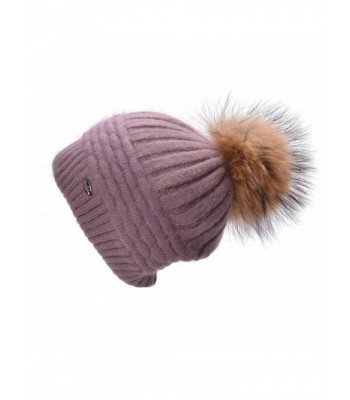 Lawliet Womens Winter Angora Knit Beanie Hat Skull Fleece Pom Pom Ski Cap A462 - Light Purple - CD186W4NE45