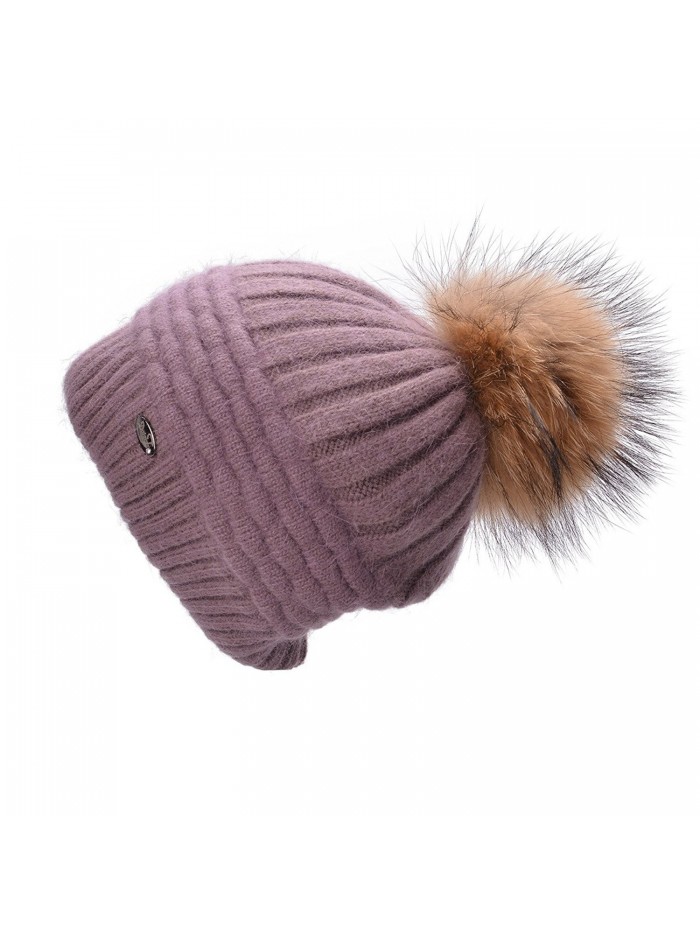 Lawliet Womens Winter Angora Knit Beanie Hat Skull Fleece Pom Pom Ski Cap A462 - Light Purple - CD186W4NE45