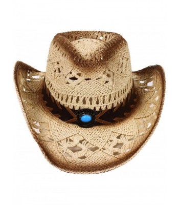 Women / Men's Summer Classic Western Cowboy Straw Hat - Beige - CU12O5XY5KX