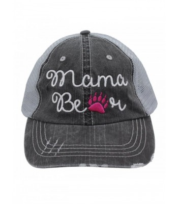 Hot Pink Mama Bear Paw Print Women Embroidered Trucker Style Cap Hat - C11825HYY04
