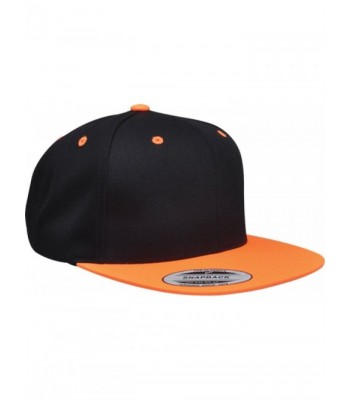 Yupoong Wool Blend Snapback Two-Tone Snap Back Hat Baseball Cap 6098MT (Black / Neon Orange) - CN119DKNAUV