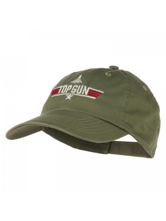 US Navy Top Gun Fighter Embroidered Washed Cap - Olive - C711Q3T5ZNL