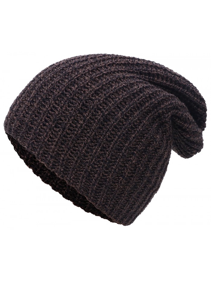 Simplicity Men / Women's Thick Stretchy Knit Slouchy Skull Cap Beanie - Brown - C112MYKM8QG
