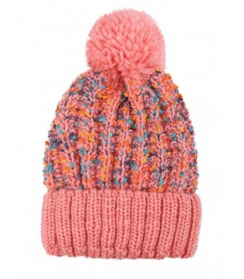Arctic Paw Adult Chunky Cable Knit Beanie With Yarn Pompom - Pink - CQ1840Y06R5