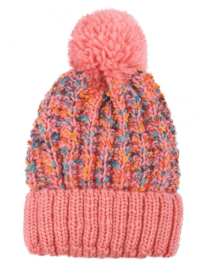 Arctic Paw Adult Chunky Cable Knit Beanie With Yarn Pompom - Pink - CQ1840Y06R5