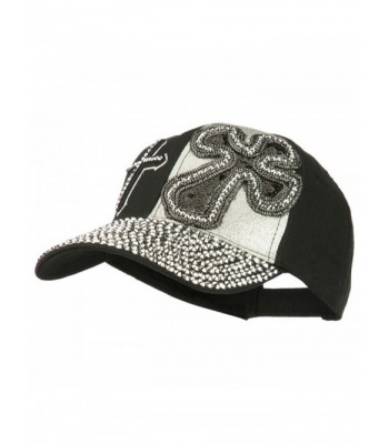 Cross Rhinestone Jeweled Baseball Cap - Black - C011V0OI4N7