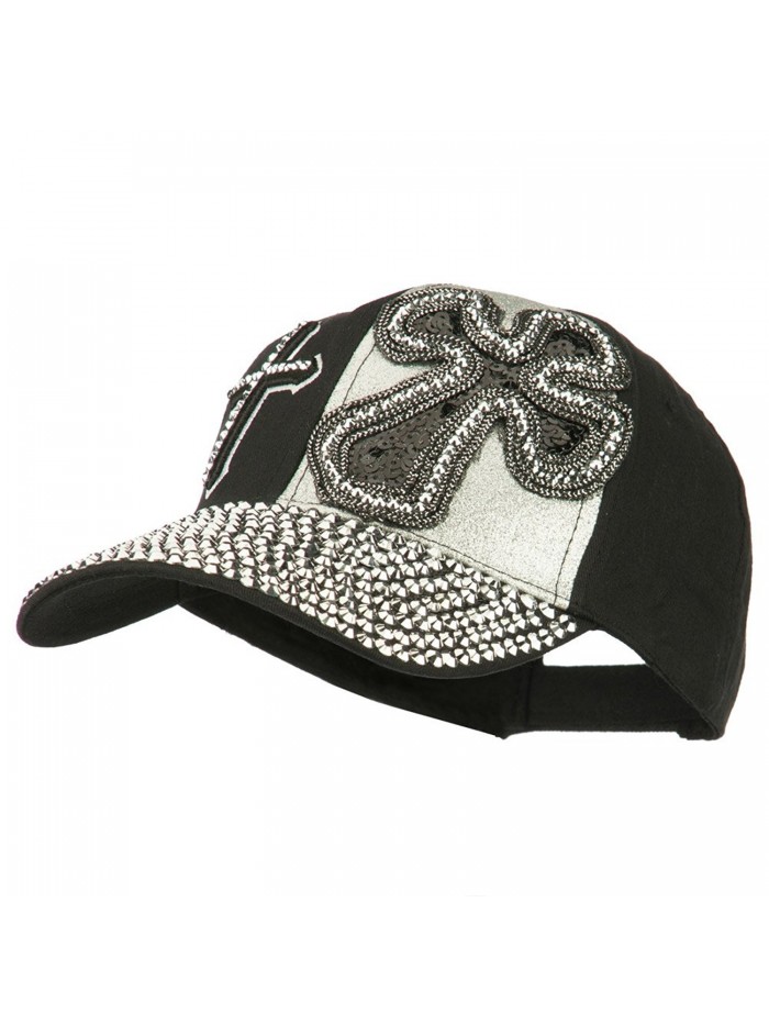 Cross Rhinestone Jeweled Baseball Cap - Black - C011V0OI4N7