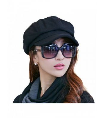 SIGGI Womens Visor Beret newsboy Hat Cap For Ladies Merino Wool - 67145_black - C2128KSC0F3