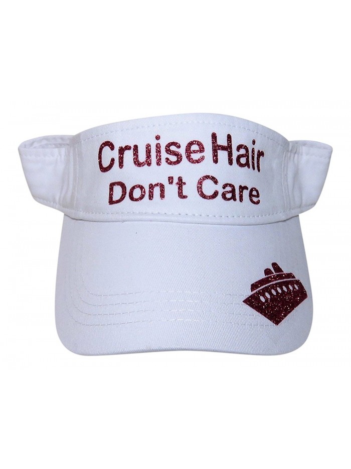 Glitter Cruise Hair Don't Care Visor Fashion Boat Vacation - Fuchsia Glitter on White Visor - CN17Z3KOUQT