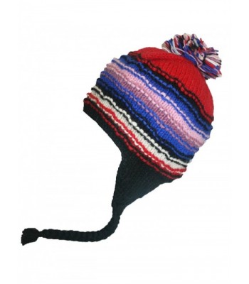1405 Agan Traders Womens Wool Knit Beanie Earflap Kakicha Hat - Red M1 - CB188MXRKTR