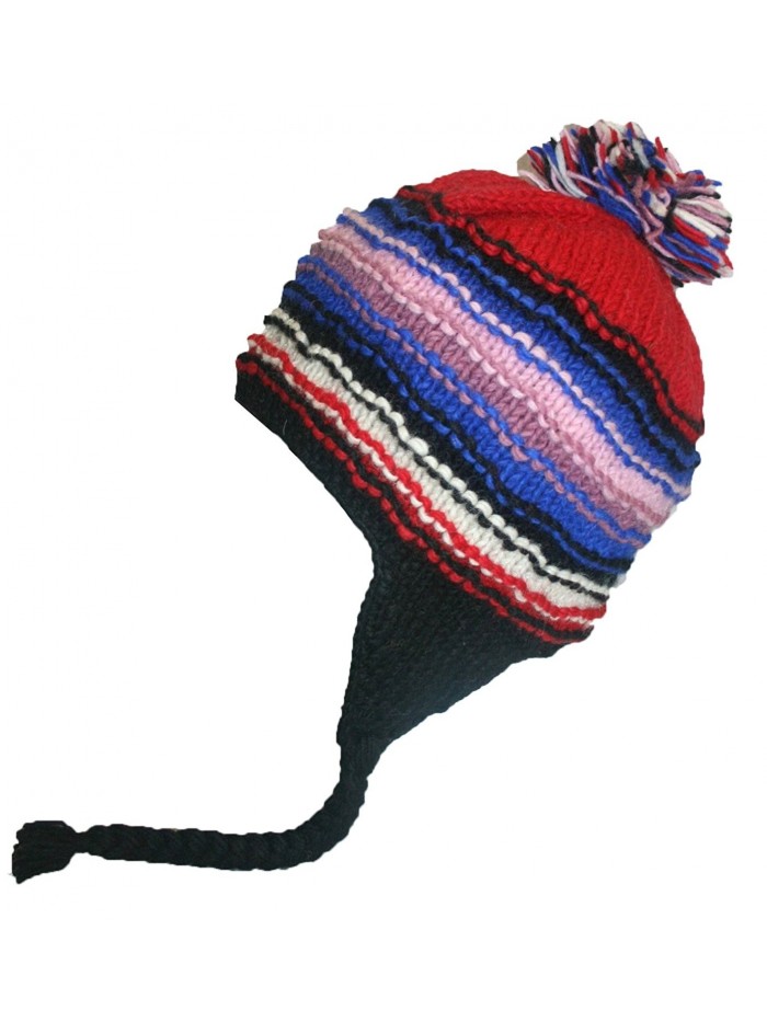 1405 Agan Traders Womens Wool Knit Beanie Earflap Kakicha Hat - Red M1 - CB188MXRKTR