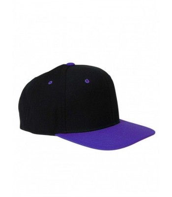 Yupoong Wool Blend Snapback Two-Tone Snap Back Hat Baseball Cap 6098MT Black / Purple - CO118BLNL6R