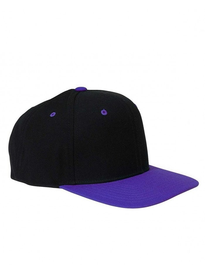 Yupoong Wool Blend Snapback Two-Tone Snap Back Hat Baseball Cap 6098MT Black / Purple - CO118BLNL6R