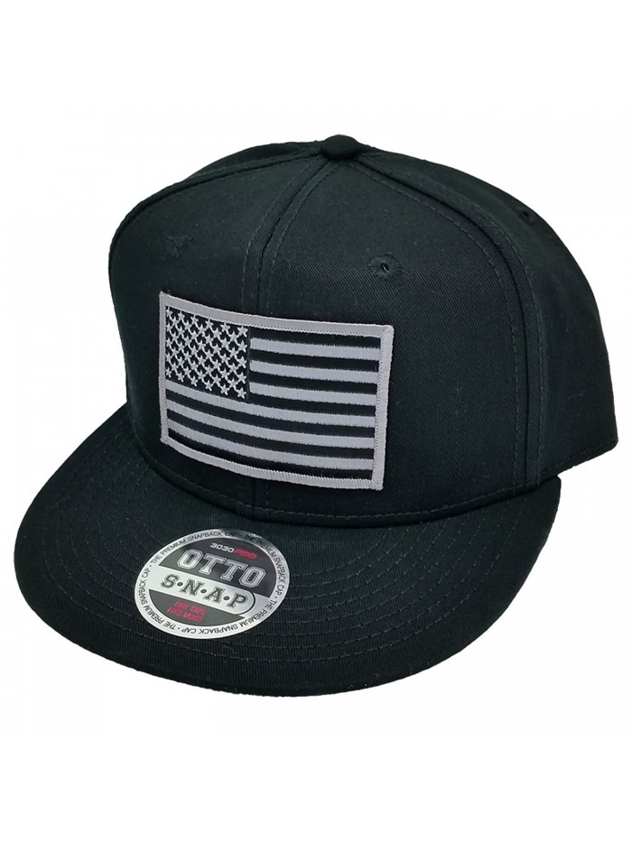 Grey American USA Flag Patch Flat Bill Snapback Baseball Cap Hat by Project T - Black - CM12FJHX0VB